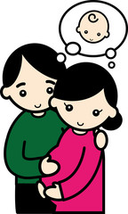 赤ちゃんの誕生を待つ若い夫婦