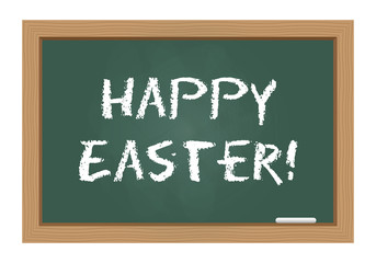 Fototapeta premium Happy Easter text on chalkboard