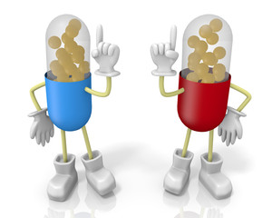 二人のカプセル薬キャラクター