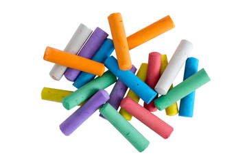 Heap of multicolored chalks for children