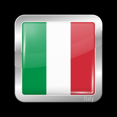 Flag of Italy. Metal Icons