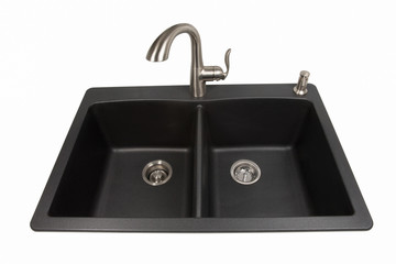 Granite Sink with Brushed Stainless Faucet
