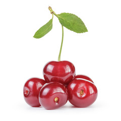 Fototapeta na wymiar ripe clean cherries isolated on white