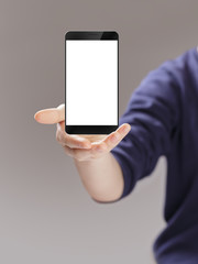 digitally created generic smartphone with blank screen presented