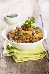Lentils with vegetables and rice