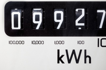 Electric meter dial close-up. Cost of living, price rise and inflation. - obrazy, fototapety, plakaty