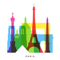 Paris landmarks bright collage