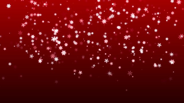Christmas red background with snowflakes falling snow