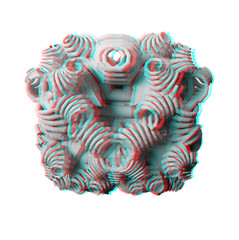 Obraz premium Anaglyph, 3D fractal, isolated on white for red/cyan 3D glasses.