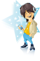 Boy listening to music