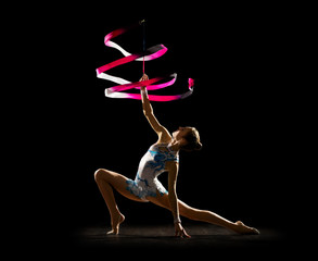Fototapeta premium Young girl engaged art gymnastic
