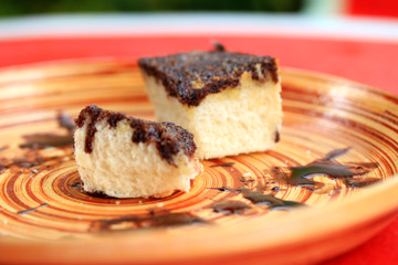 Toast bread topped with chocolate and butter.