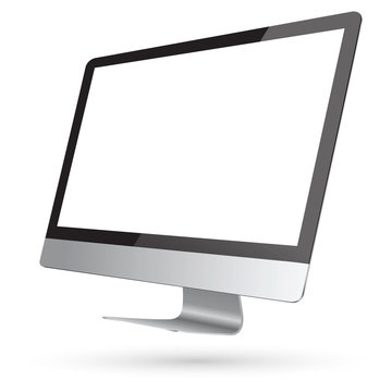 Modern digital black and silver computer on white background