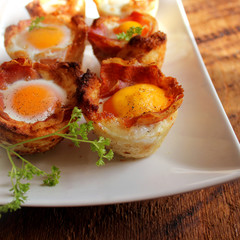 Breakfast - fried egg with bacon