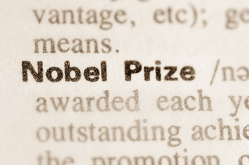 Dictionary definition of word Nobel Prize - obrazy, fototapety, plakaty