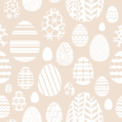 Seamless easter eggs pattern in beige color.