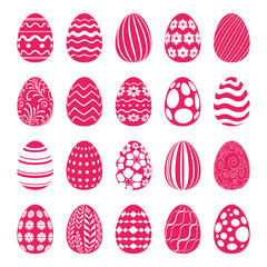 Set of Easter eggs decorated with ornaments.