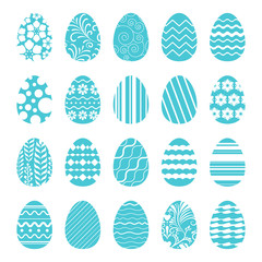 Set of Easter eggs decorated with ornaments.