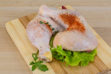 Raw chicken leg