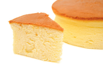 cheese cake on white with clipping path