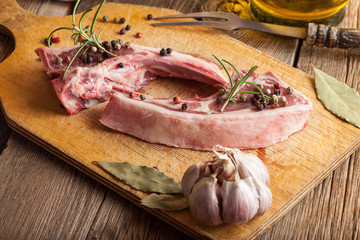 Raw lamb chop ready for frying.