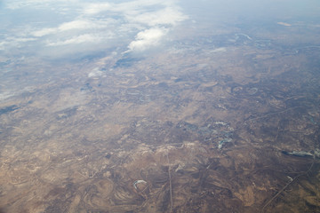 land, the view from the airplane