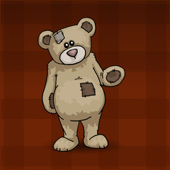 Cute teddy standing and waving