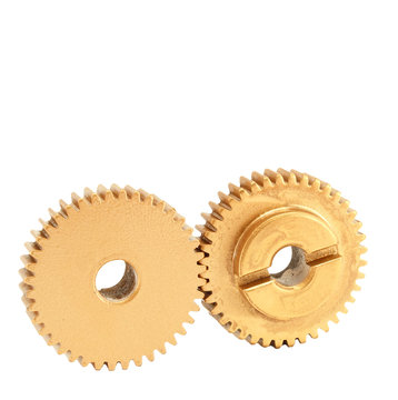 Copper and gold gear isolated on white background