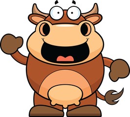 Cartoon Brown Cow Happy