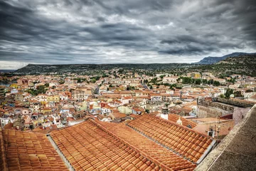 Fototapeten Mediterranes Europa orange roofs of an Italian village on a cloudy day in hdr  © Gabriele Maltinti