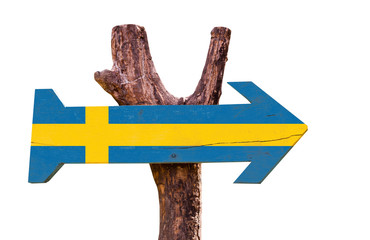 Sweden wooden sign isolated on white background