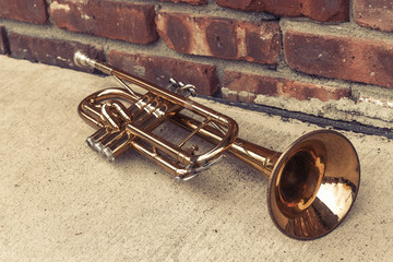 Fototapeta premium Old Trumpet Brick Wall