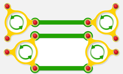 Obraz premium Two vector abstract text boxes for your text and arrows