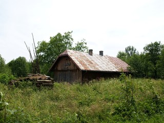 old retro cottage in village near Jaslo