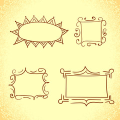 Collection of doodle frames. Vector illustration.