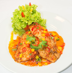 Deep fried Snapper with Sweet Chilli