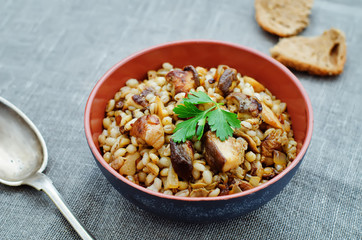 barley porridge with mushrooms