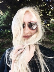 happy female with sunglasses