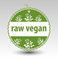 vector green raw vegan product paper price tag label