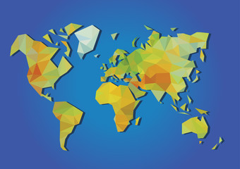world map  physical polygonal