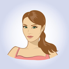 vector face portrait of beautiful young woman.