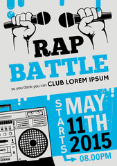 Rap battle, concert hip-hop music.Template design, flyer, poster