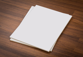 Blank catalog, magazines,book mock up on wood background , with