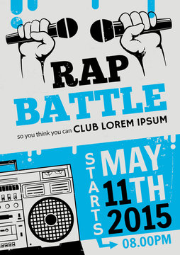 Rap Battle, Concert Hip-hop Music.Template Design, Flyer, Poster