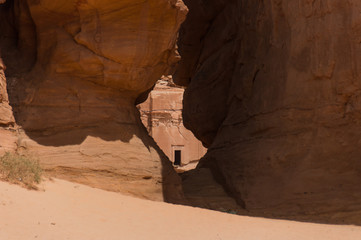 Nabatean tomb in Madaîn Saleh archeological site, Saudi Arabia
