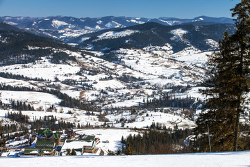 winter mountains, skiing resort