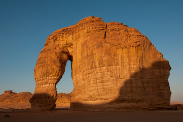 Fototapeta na wymiar Eleplant Rock formation in the deserts of Saudi Arabia