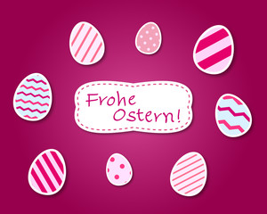 Easter greeting card with easter eggs - pink
