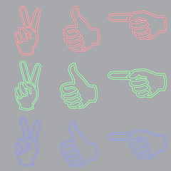 Neon Sign in Form of a Hand