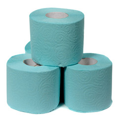 Rolls of toilet paper isolated on white background